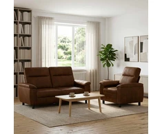 Sofa Sofos komplektas 2 vnt. Ruda Dirbtinė suedė oda