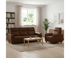 Sofa Sofos komplektas 2 vnt. Ruda Dirbtinė suedė oda