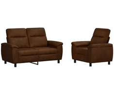 Sofa Sofos komplektas 2 vnt. Ruda Dirbtinė suedė oda