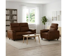 Sofa Sofos komplektas 2 vnt. Ruda Dirbtinė suedė oda