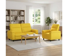 Sofa Sofos komplektas 2 vnt. Šviesi geltona Audinys
