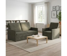 Sofa Sofos komplektas 2 vnt. Šviesiai pilka Kordūrinis audinys