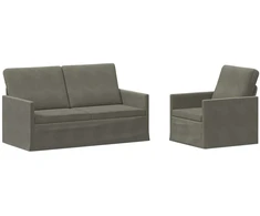 Sofa Sofos komplektas 2 vnt. Šviesiai pilka Kordūrinis audinys