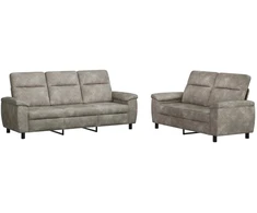 Sofa Sofos komplektas 2 vnt. Šviesiai pilka Dirbtinė suedė oda