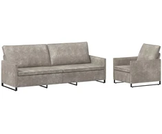 Sofa Sofos komplektas 2 vnt. Šviesiai pilka Dirbtinė zomša