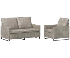 Sofa Sofos komplektas 2 vnt. Šviesiai pilka Dirbtinė zomša