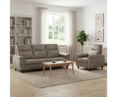 Sofa Sofos komplektas 2 vnt. Šviesiai pilka Dirbtinė suedė oda