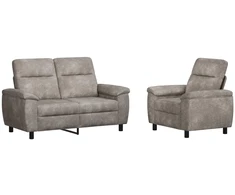 Sofa Sofos komplektas 2 vnt. Šviesiai pilka Dirbtinė suedė oda