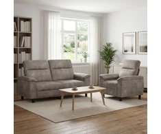 Sofa Sofos komplektas 2 vnt. Šviesiai pilka Dirbtinė suedė oda