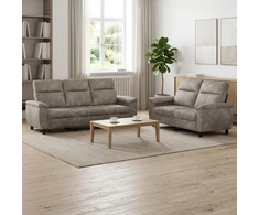 Sofa Sofos komplektas 2 vnt. Šviesiai pilka Dirbtinė suedė oda