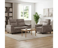 Sofa Sofos komplektas 2 vnt. Šviesiai pilka Dirbtinė suedė oda