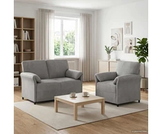Sofa Sofos komplektas 2 vnt. Šviesiai pilka Aksomas