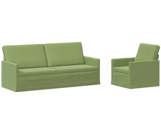 Sofa Sofos komplektas 2 vnt. Šviesiai žalia Aksomas