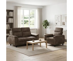 Sofa Sofos komplektas 2 vnt. Tamsiai pilka Dirbtinė suedė oda