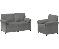 Sofa Sofos komplektas 2 vnt. Tamsiai pilka Aksomas