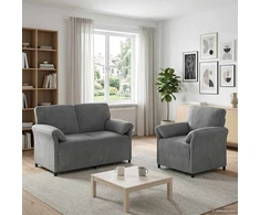 Sofa Sofos komplektas 2 vnt. Tamsiai pilka Aksomas