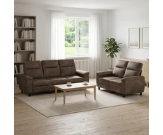 Sofa Sofos komplektas 2 vnt. Tamsiai pilka Dirbtinė suedė oda