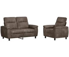 Sofa Sofos komplektas 2 vnt. Tamsiai pilka Dirbtinė suedė oda