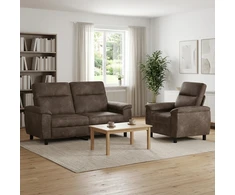 Sofa Sofos komplektas 2 vnt. Tamsiai pilka Dirbtinė suedė oda