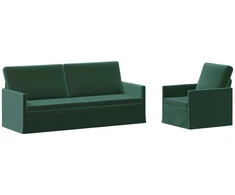 Sofa Sofos komplektas 2 vnt. Tamsiai žalia Aksomas