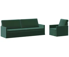 Sofa Sofos komplektas 2 vnt. Tamsiai žalia Aksomas