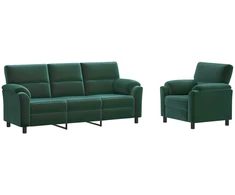 Sofa Sofos komplektas 2 vnt. Tamsiai žalia Aksomas