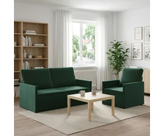 Sofa Sofos komplektas 2 vnt. Tamsiai žalia Aksomas