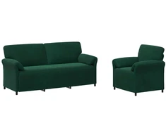 Sofa Sofos komplektas 2 vnt. Tamsiai žalia Aksomas