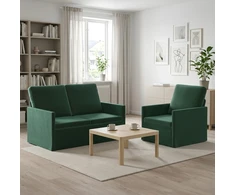 Sofa Sofos komplektas 2 vnt. Tamsiai žalia Aksomas