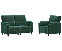 Sofa Sofos komplektas 2 vnt. Tamsiai žalia Aksomas