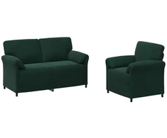 Sofa Sofos komplektas 2 vnt. Tamsiai žalia Aksomas