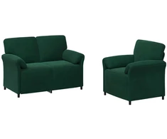 Sofa Sofos komplektas 2 vnt. Tamsiai žalia Aksomas