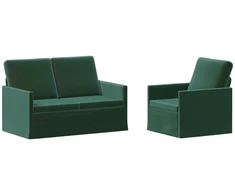 Sofa Sofos komplektas 2 vnt. Tamsiai žalia Aksomas
