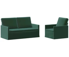 Sofa Sofos komplektas 2 vnt. Tamsiai žalia Aksomas