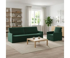 Sofa Sofos komplektas 2 vnt. Tamsiai žalia Aksomas
