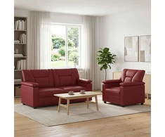 Sofa Sofos komplektas 2 vnt. Vyno raudona Dirbtinė oda
