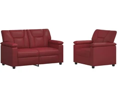 Sofa Sofos komplektas 2 vnt. Vyno raudona Dirbtinė oda
