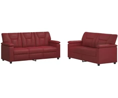 Sofa Sofos komplektas 2 vnt. Vyno raudona Dirbtinė oda