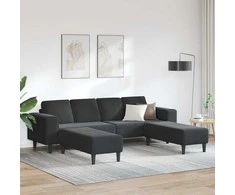Svetainės sofa 3 pcs Juoda 250 x 188 x 76 cm