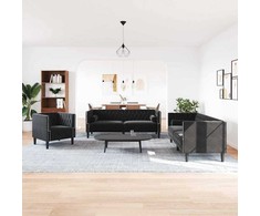 Svetainės sofa 3 pcs Juoda 194 x 74,5 x 70,5 cm Aksomas