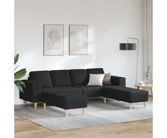 Svetainės sofa 3 pcs Juoda Poliesteris