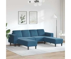 Svetainės sofa 3 pcs Mėlyna 250 x 188 x 76 cm