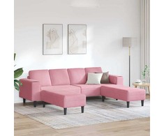 Svetainės sofa 3 pcs Rožinė 250 x 188 x 76 cm