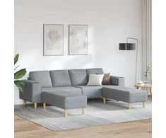 Svetainės sofa 3 pcs Šviesiai pilka Poliesteris