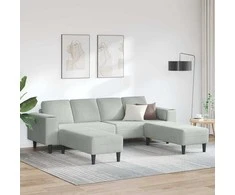 Svetainės sofa 3 pcs Šviesiai pilka 250 x 188 x 76 cm