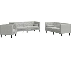 Svetainės sofa 3 pcs Šviesiai pilka 194 x 74,5 x 70,5 cm