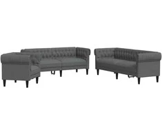 Svetainės sofa 3 pcs Tamsiai pilka 201,5 x 74,5 x 74,5 cm