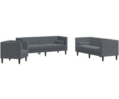 Svetainės sofa 3 pcs Tamsiai pilka 194 x 74,5 x 70,5 cm Aksomas