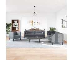 Svetainės sofa 3 pcs Tamsiai pilka 194 x 74,5 x 70,5 cm Aksomas