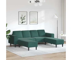 Svetainės sofa 3 pcs Tamsiai žalia 250 x 188 x 76 cm